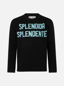 Maglione da bambina nero con strass Splendida Splendente | EDIZIONE SPECIALE DI NIKI DJ