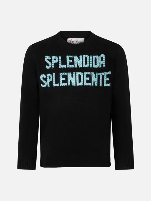Maglione da bambina nero con strass Splendida Splendente | EDIZIONE SPECIALE DI NIKI DJ