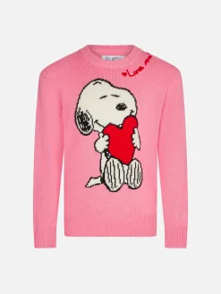 Maglione da bambina stampa Snoopy con ricamo Love me | Edizione speciale Peanuts™