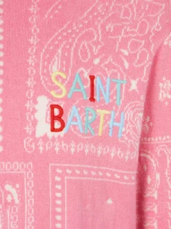 Maglione da bambina stampa bandana con ricamo Saint Barth