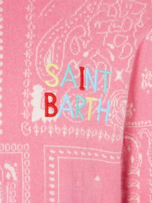 Maglione da bambina stampa bandana con ricamo Saint Barth