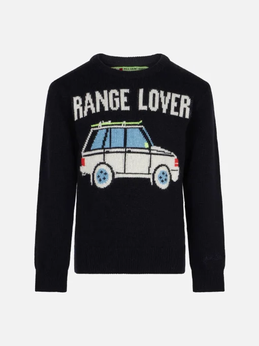 Maglione da bambino girocollo con stampa auto