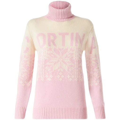 Maglione da donna a collo alto con jacquard Cortina