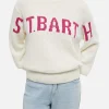 Maglione da donna bianco Danya con stampa St. Barth