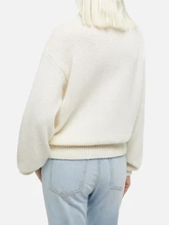 Maglione da donna bianco Danya con stampa St. Barth
