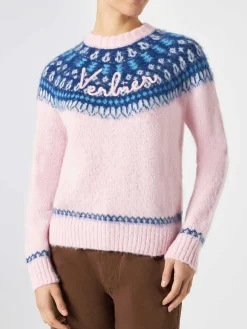 Maglione da donna con jacquard nordico e ricamo Verbier