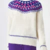 Maglione da donna con jacquard nordico e ricamo Cortina