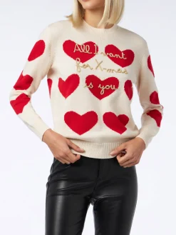 Maglione da donna girocollo con ricamo All I Want for Xmas is You
