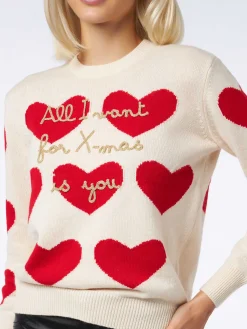 Maglione da donna girocollo con ricamo All I Want for Xmas is You