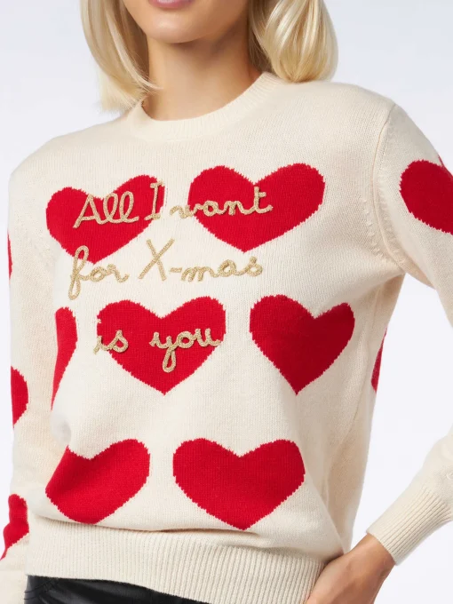 Maglione da donna girocollo con ricamo All I Want for Xmas is You