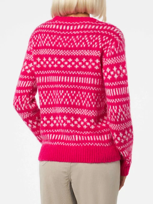 Maglione da donna girocollo con stampa fair isle e ricamo Queen of Chalet