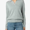 Maglione da donna grigio mélange Eze con collo polo