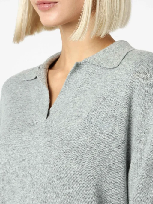 Maglione da donna grigio mélange Eze con collo polo