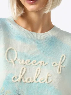 Maglione da donna in misto cashmere Louise con stampa chalet e ricamo Queen of Chalet