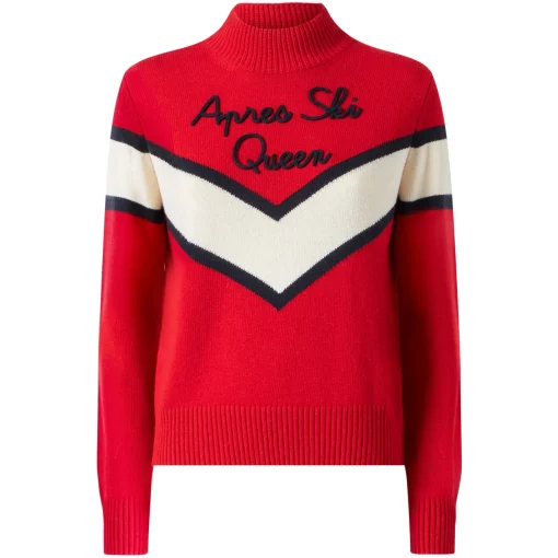Maglione da donna mezzo collo alto con scritta Apres ski Queen