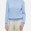 Maglione da donna Moody azzurro a costine sottili