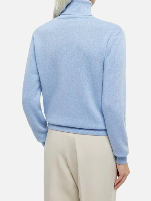 Maglione da donna Moody azzurro a costine sottili