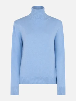Maglione da donna Moody azzurro a costine sottili