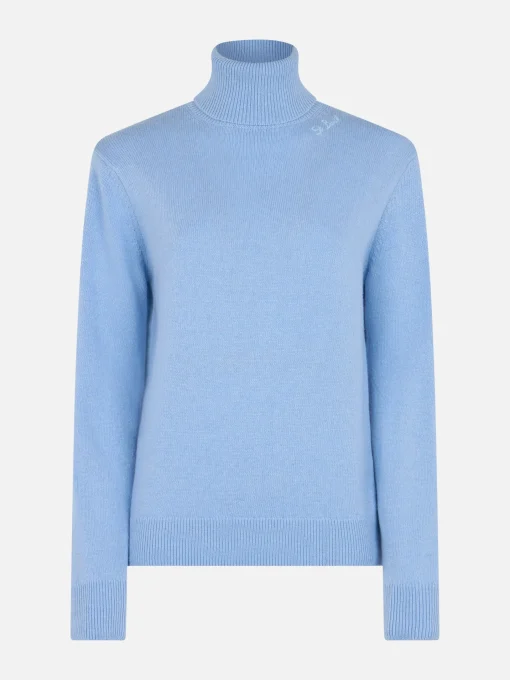 Maglione da donna Moody azzurro a costine sottili