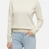 Maglione da donna Moody bianco a costine sottili