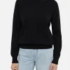 Maglione da donna Moody nero a costine sottili