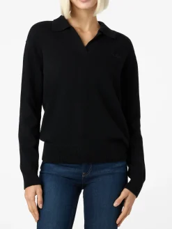 Maglione da donna nero Eze con collo polo
