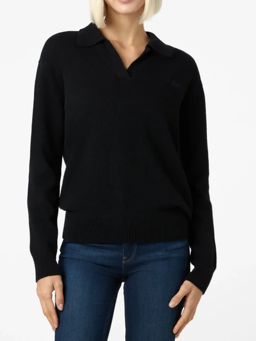 Maglione da donna nero Eze con collo polo
