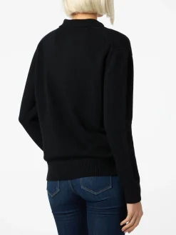 Maglione da donna nero Eze con collo polo