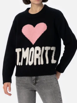 Maglione da donna nero fair isle Kyla con stampa St. Moritz
