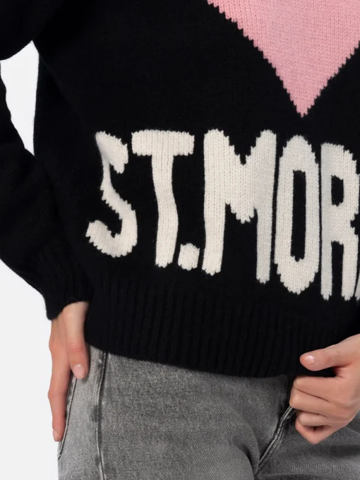 Maglione da donna nero fair isle Kyla con stampa St. Moritz