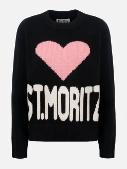 Maglione da donna nero fair isle Kyla con stampa St. Moritz