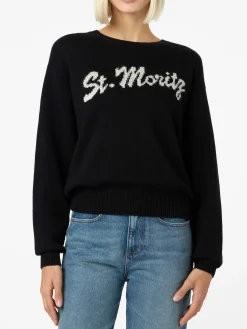 Maglione da donna nero Louise con decorazioni in strass St. Moritz | ST. MORITZ TOP OF THE WORLD SPECIAL EDITION