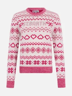 Maglione da donna New Queen con stampa fair isle e logo in strass