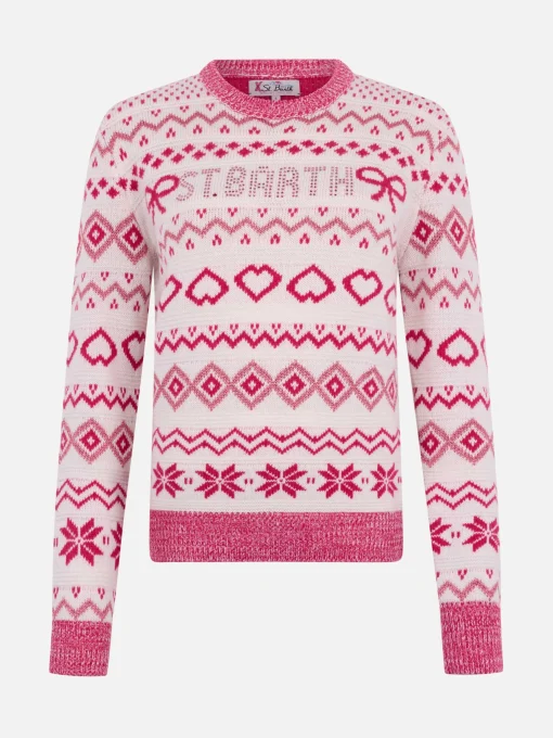 Maglione da donna New Queen con stampa fair isle e logo in strass