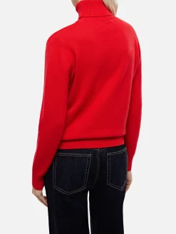 Maglione da donna rosso Moody a costine sottili