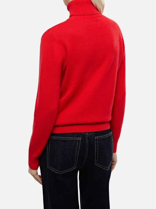 Maglione da donna rosso Moody a costine sottili