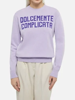 Maglione da donna viola New Queen con stampa Dolcemente Complicata