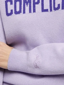 Maglione da donna viola New Queen con stampa Dolcemente Complicata