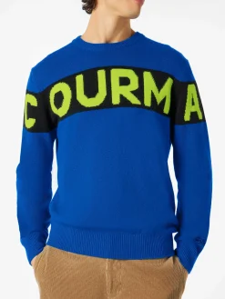 Maglione da uomo blu con scritta Courma
