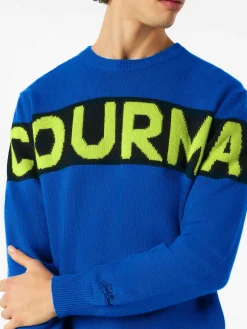 Maglione da uomo blu con scritta Courma
