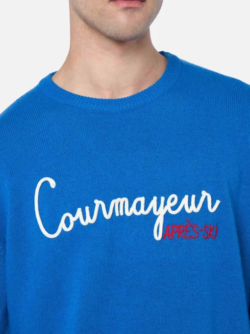 Maglione da uomo blu ski Heron con ricamo Courma Apres Ski