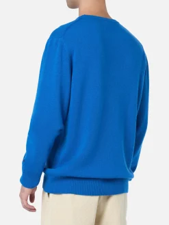 Maglione da uomo blu ski Heron con ricamo Courma Apres Ski
