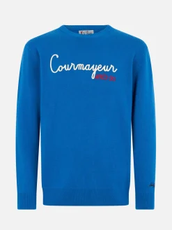 Maglione da uomo blu ski Heron con ricamo Courma Apres Ski