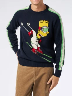 Maglione da uomo girocollo con stampa jacquard Bart Simpson | EDIZIONE SPECIALE DEI SIMPSON