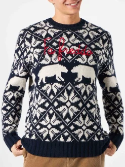 Maglione da uomo girocollo con fantasia norvegese