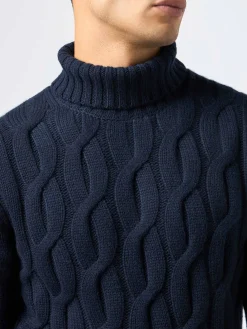Maglione da uomo misto cashmere a trecce Fisherman