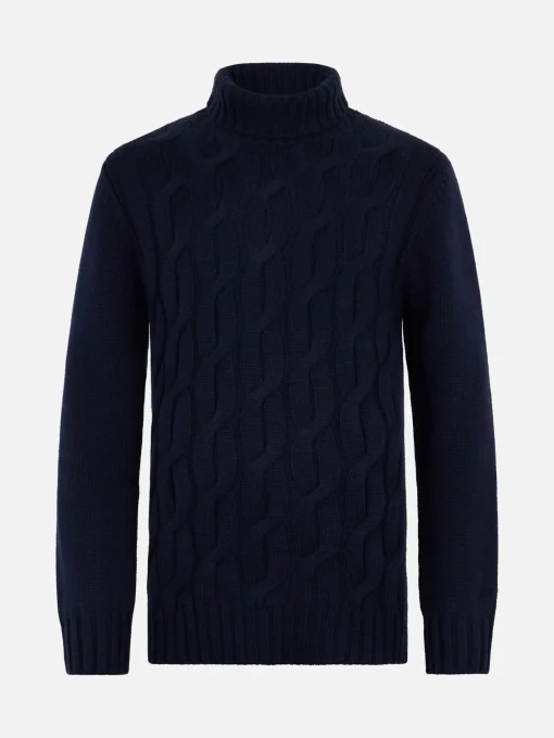 Maglione da uomo misto cashmere a trecce Fisherman