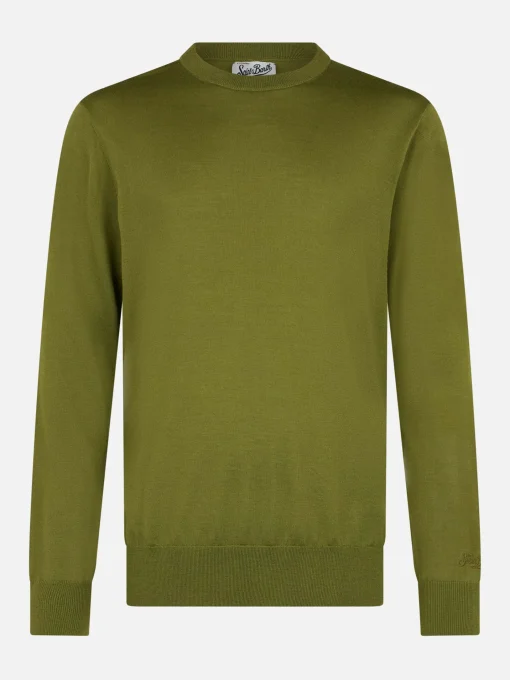 Maglione da uomo Regent in lana merino pistacchio