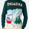 Maglione da uomo verde con cartolina lavorata a maglia