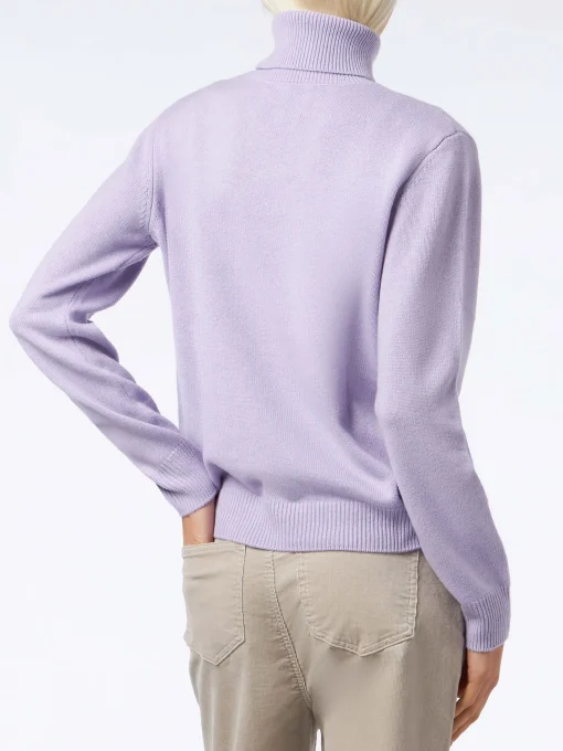 Maglione dolcevita da donna lavorato a maglia lilla